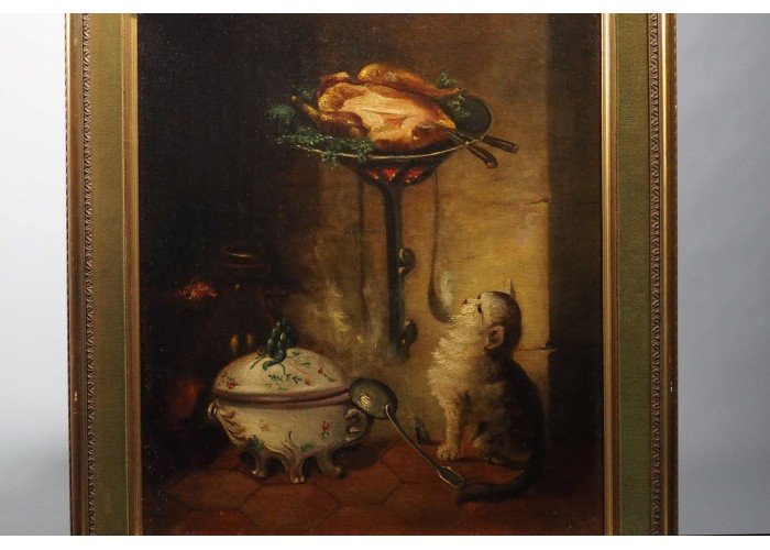 Huile sur toile  Ecole Française XIX  ALLÉGORIE -photo-3