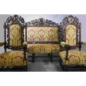 Sofa Set And 4 Ceremonial Armchairs In Late 19th Century Renaissance Style