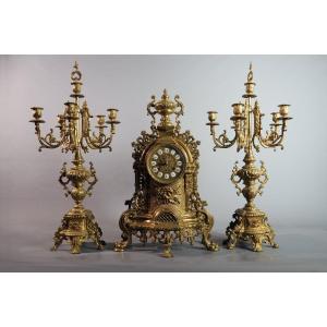Grande garniture de cheminée – Néo-Renaissance- XIXe siècle