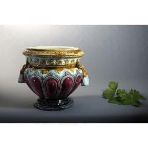 Polychrome Barbotine Earthenware Planter