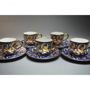 5 Tasses Et Sous-tasses En Porcelaine Le Tallec