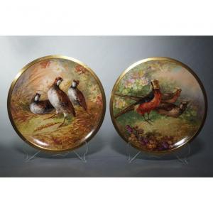 Paire d'assiettes décoratives porcelaine de Limoges - DUBOIS