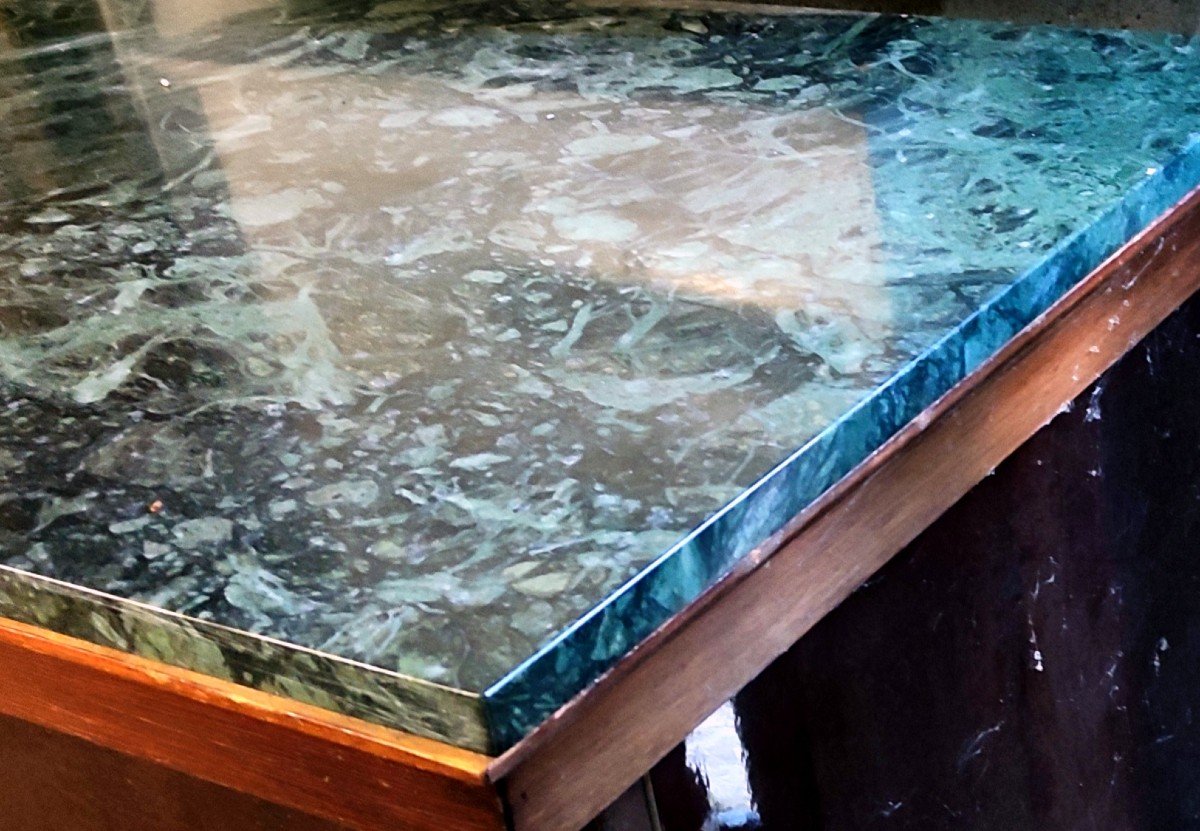 Large Vein Marble Tray On Green Background 250 Cm / 56.5 Cm Art Deco-photo-4