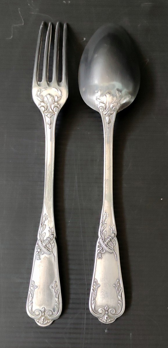 Menagere 24 Cutlery 12 Spoon 12 Fork Art Nouveau Silver Plate-photo-1
