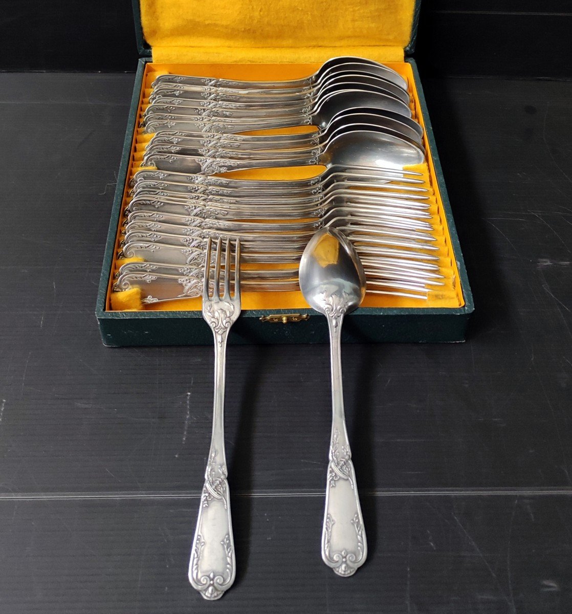 Menagere 24 Cutlery 12 Spoon 12 Fork Art Nouveau Silver Plate