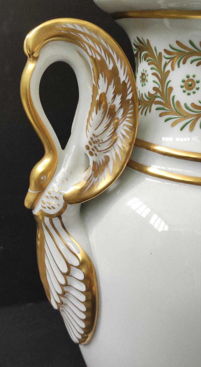 Vase Balustre Porcelaine Limoges Ribes Chasseur De La Garde d'Apres Gericault Style Empire Aigle Royal-photo-4