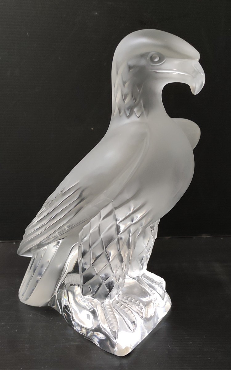 Royal Eagle Crystal Statue Sign Lalique France Height 24 Cm-photo-1