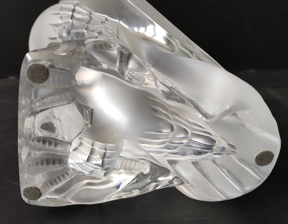Royal Eagle Crystal Statue Sign Lalique France Height 24 Cm-photo-3