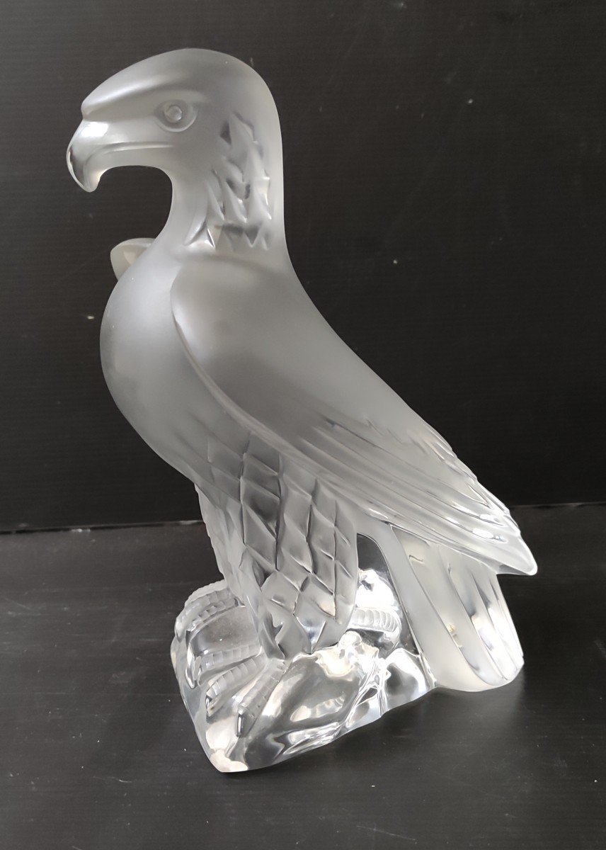 Royal Eagle Crystal Statue Sign Lalique France Height 24 Cm
