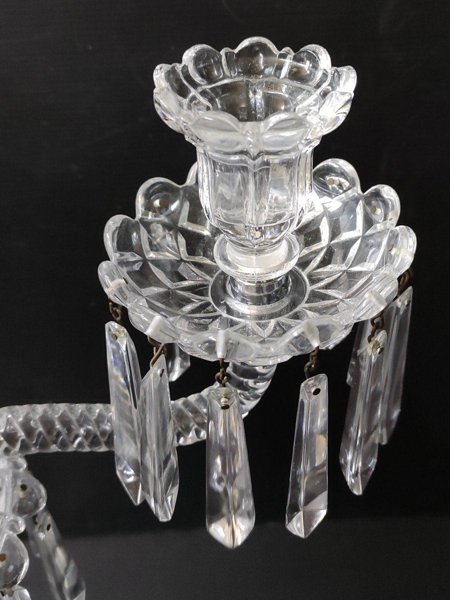 Girandole Candlestick 3 Branches Crystal Tassels Baccarat Size Height 60 Cm-photo-2