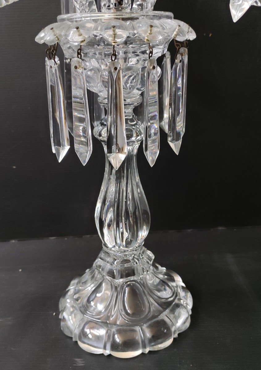 Girandole Candlestick 3 Branches Crystal Tassels Baccarat Size Height 60 Cm-photo-3