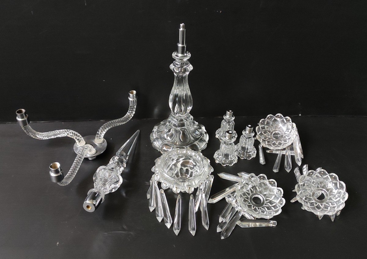 Girandole Candlestick 3 Branches Crystal Tassels Baccarat Size Height 60 Cm-photo-4