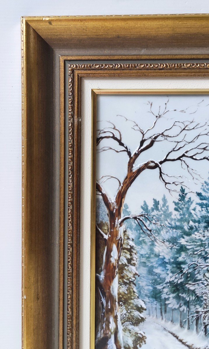 Limoges Porcelain Painting Sign Ribes Decor Winter Enamel Hand Painted-photo-1