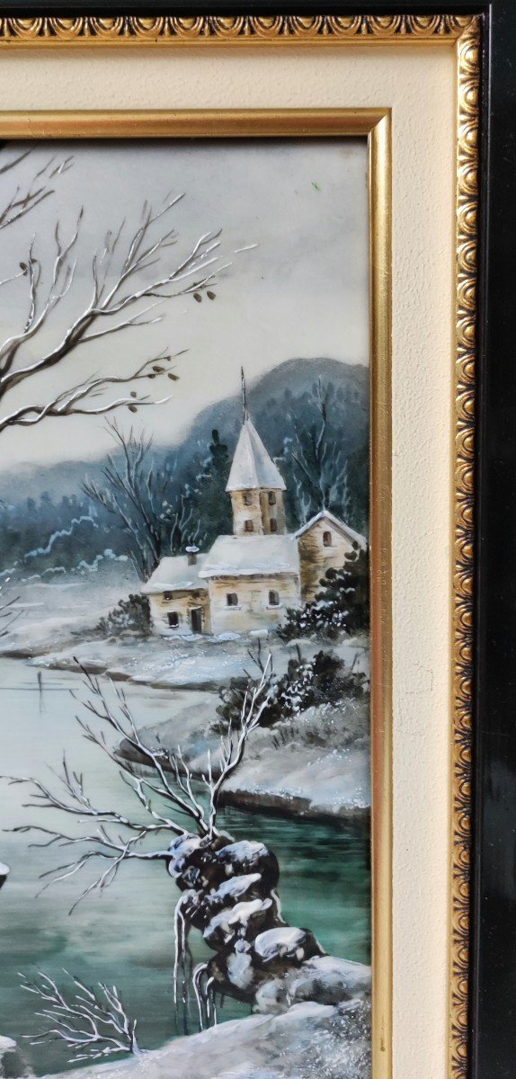 Limoges Porcelain Painting Sign Ribes Decor Winter Enamel Hand Painted-photo-4