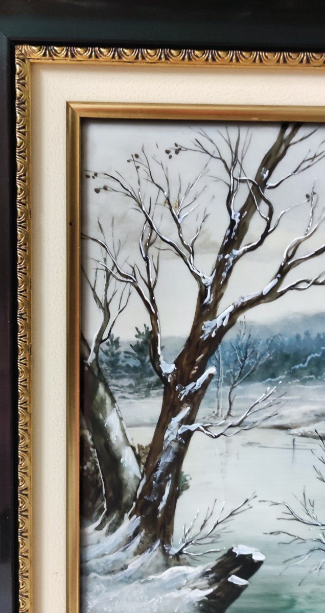 Table Painting On Porcelain Limoges Winter Decor Enamel Sign Ribes-photo-2