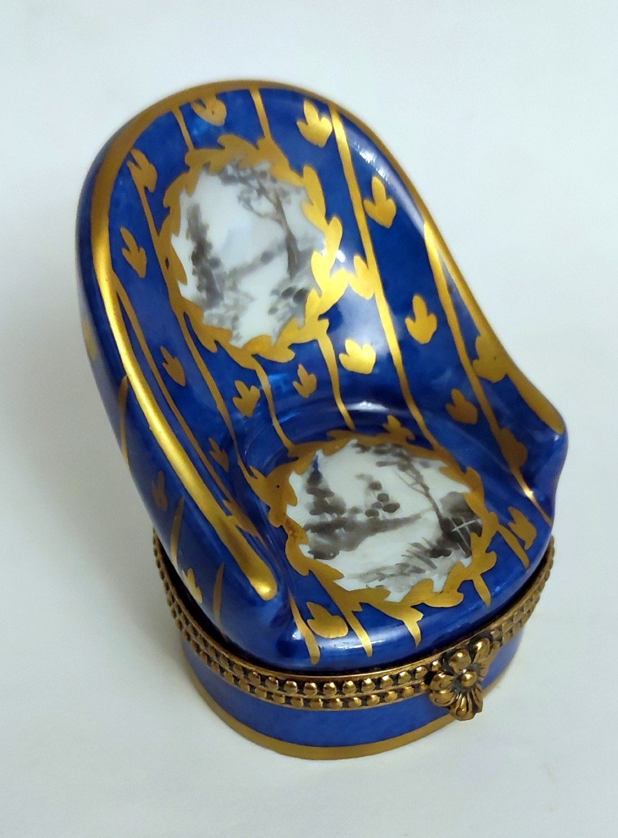 2 Bergere Shape Pill Box + Porcelain Bag Limoges Decorator G.r.  Ribierre-photo-4
