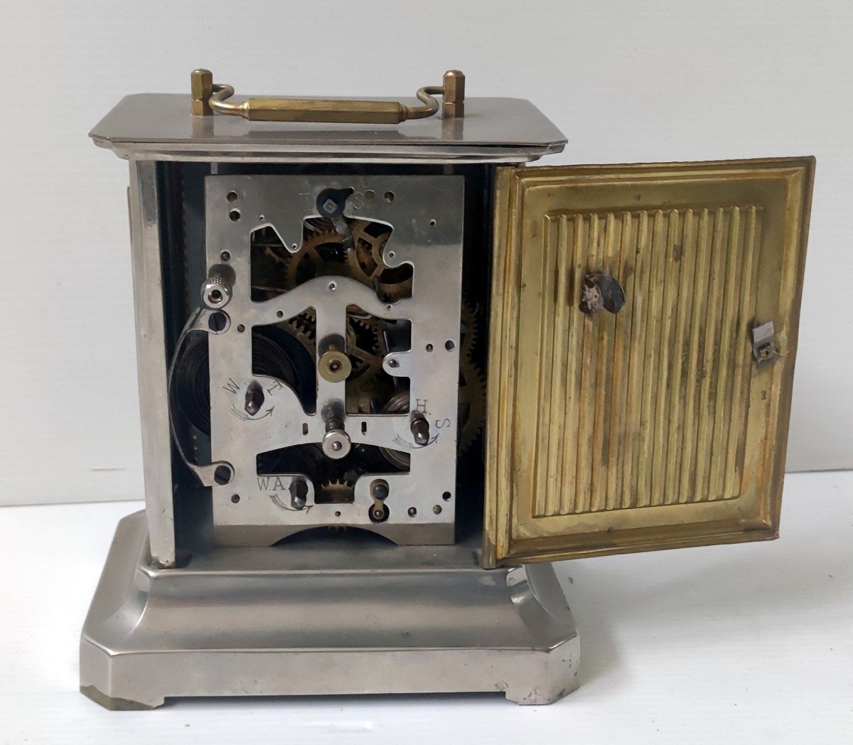 Antique Officer's Travel Alarm Clock In Working Condition M. Horlogerie-photo-2