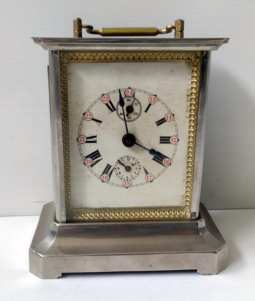 Antique Officer's Travel Alarm Clock In Working Condition M. Horlogerie