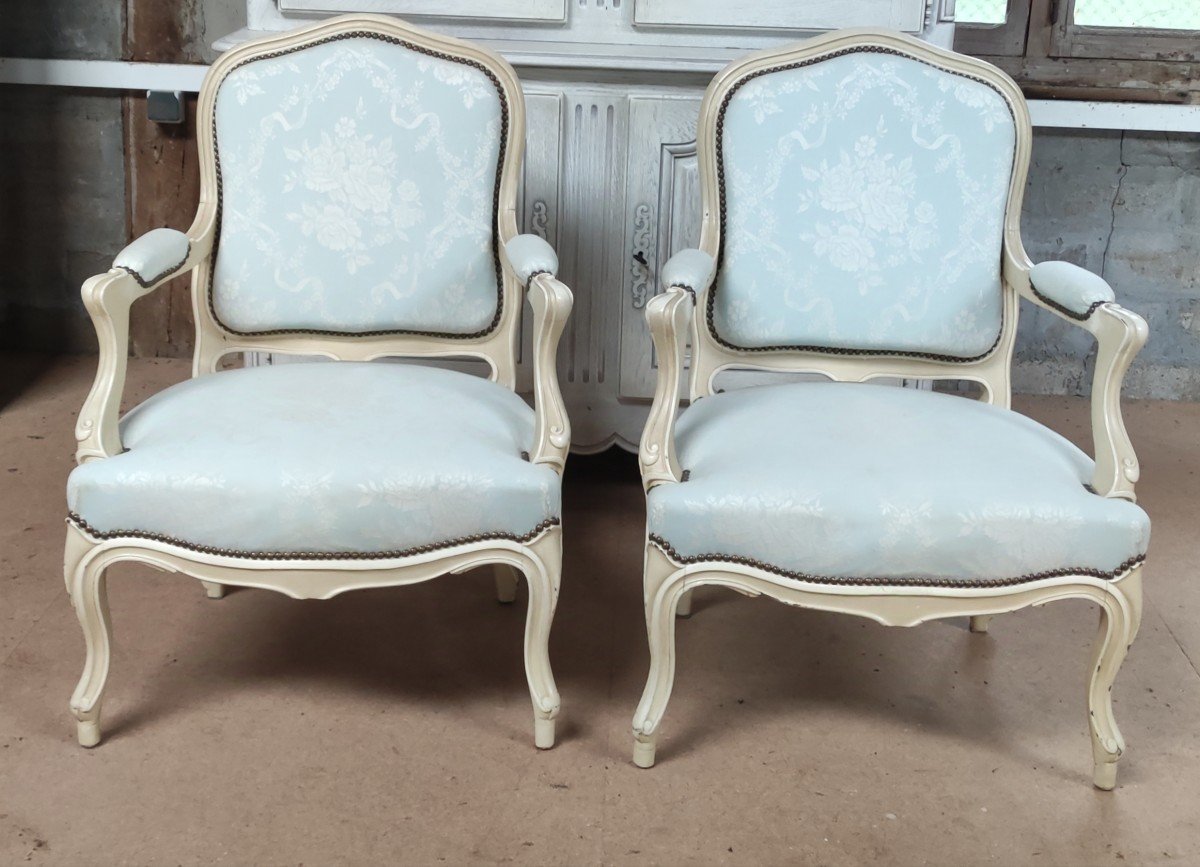 Salon Banquette 2 Fauteuils 2 Chaises Style Louis-philippe Tissu Coton Style Louis  XVI-photo-3