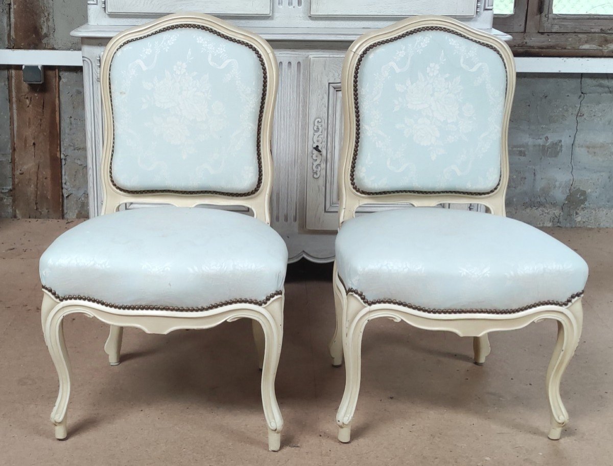 Salon Banquette 2 Fauteuils 2 Chaises Style Louis-philippe Tissu Coton Style Louis  XVI-photo-4