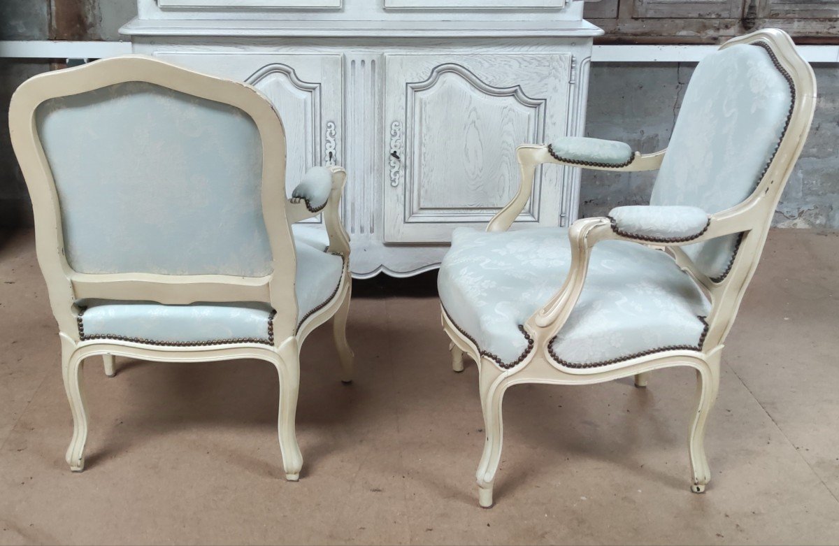 Salon Banquette 2 Fauteuils 2 Chaises Style Louis-philippe Tissu Coton Style Louis  XVI-photo-5