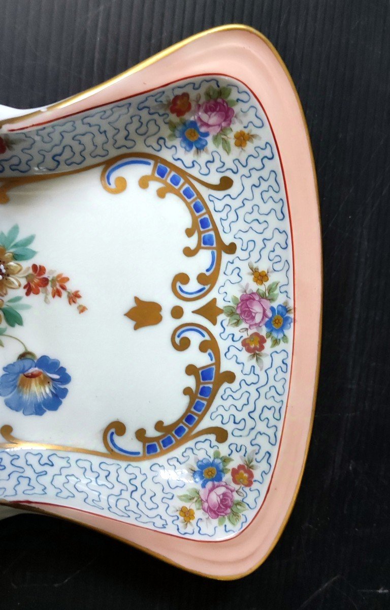 Pair Of Small Baskets For Mignardises Flower Enamel Enhanced Sign Limoges France-photo-2