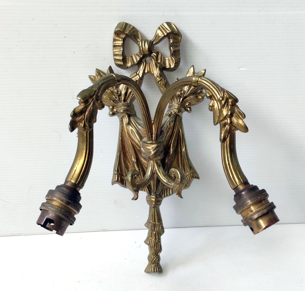 Double Bronze Wall Lamp 19th Century Louis XVI Style