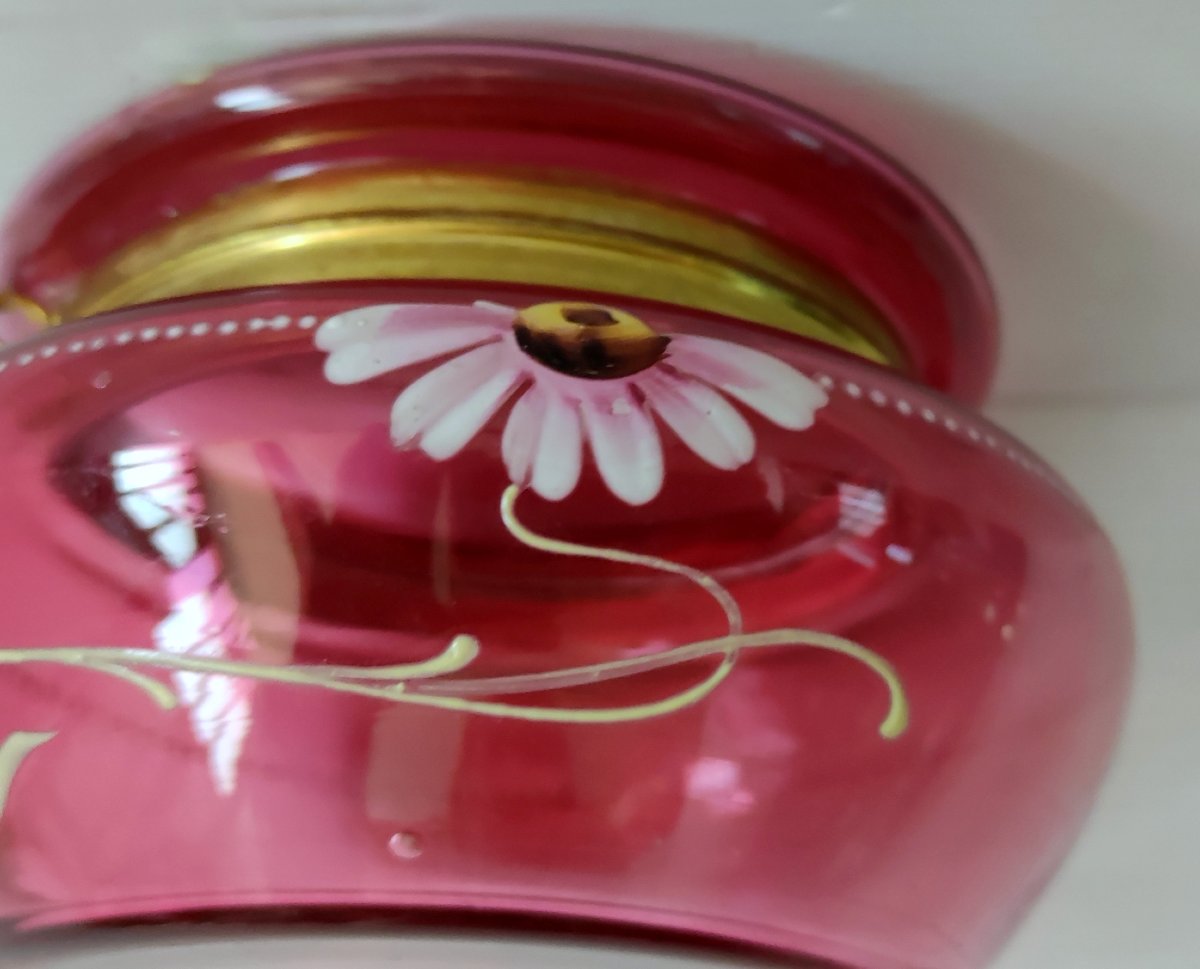 Pink Crystal Candy Box With Floral Decor And Enamelled Daisies Art Nouveau-photo-2