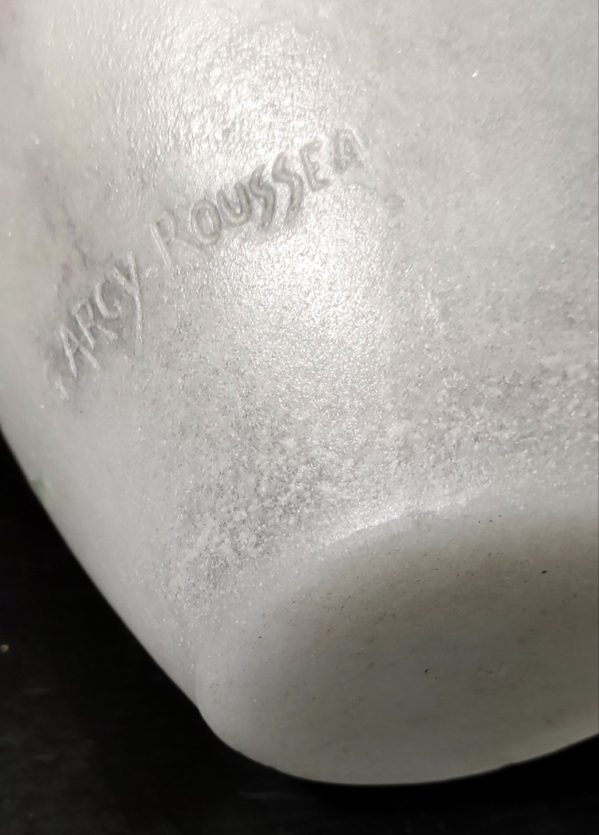 Vase Decor Floral Pate De Verre Signed G. Argy Rousseau 1920 Art Deco-photo-4