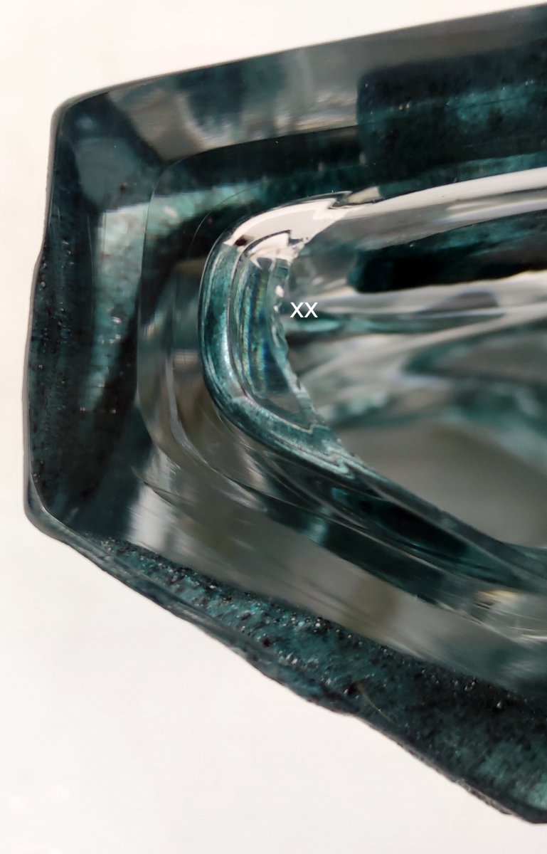 DAUM VASE CRISTAL VERT SIGNE DAUM FRANCE MODELE ARGOS CESAR BALDACCINI 1970 HT 22 CM-photo-7