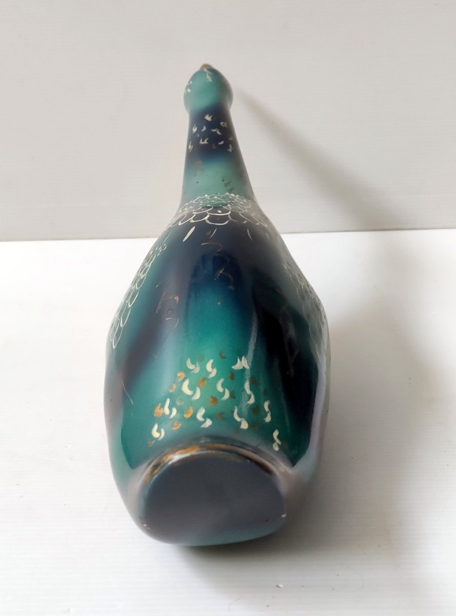 STATUE OIE EN PIERRE GRES VERNISSEE POLYCHROME ART DECO LONGUEUR 47 CM-photo-1