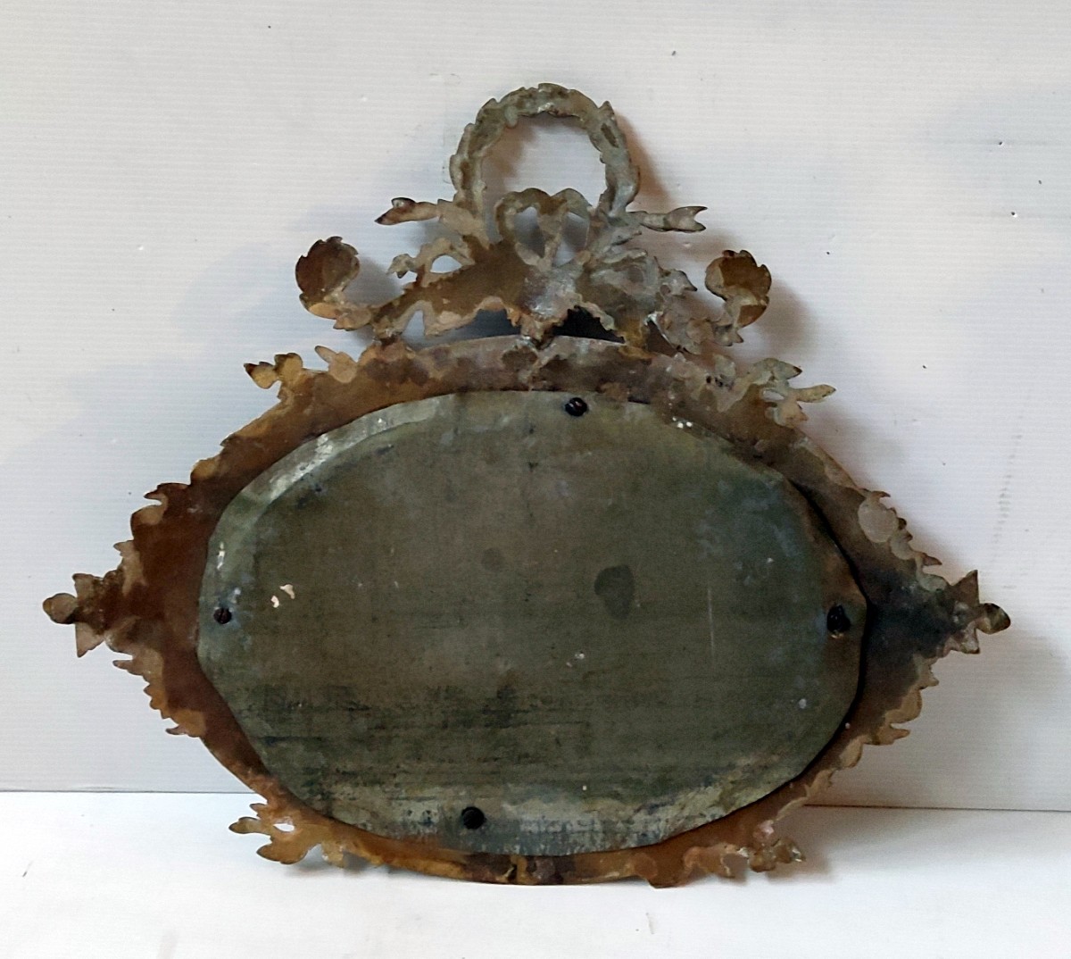 CADRE OVALE BRONZE CISELE DORE SOUS VERRE XIXè STYLE LOUIS XVI-photo-1