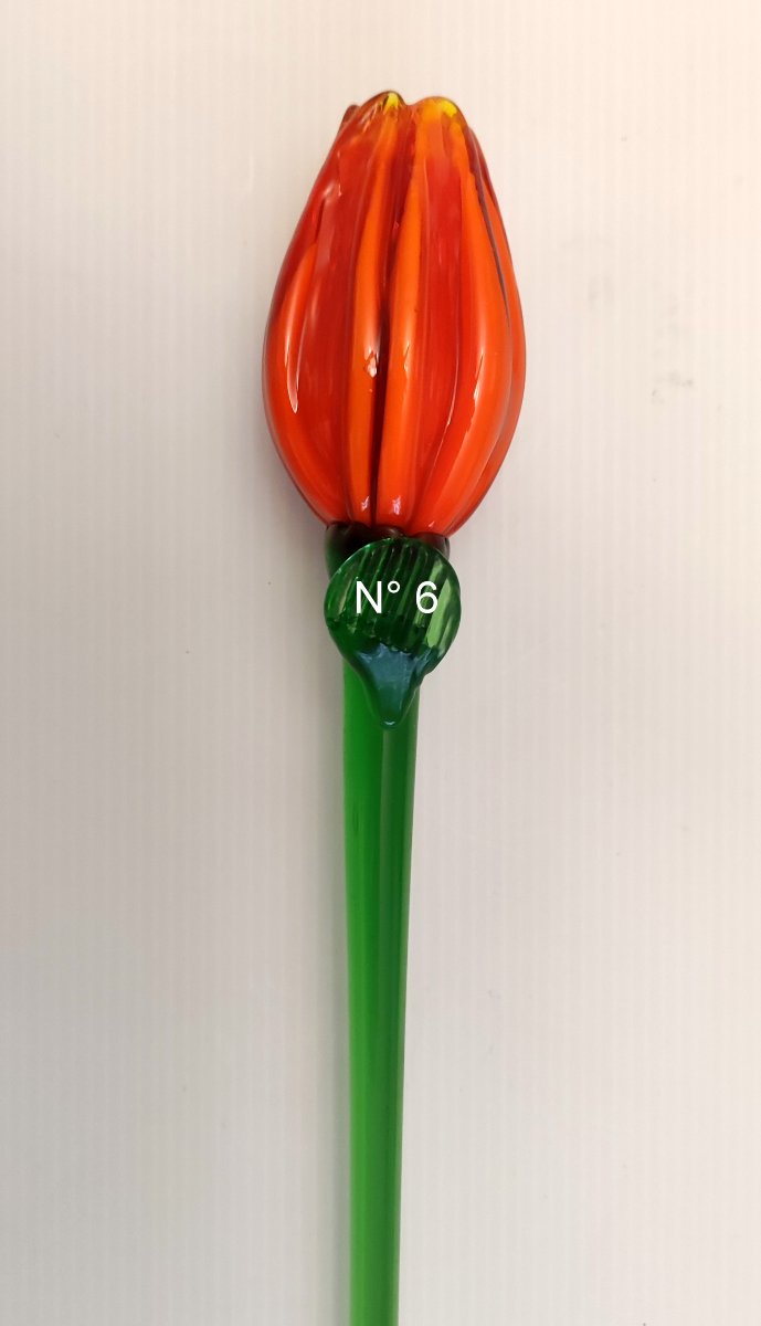 2 FLEURS AU CHOIX  AVEC TIGE VERRE SOUFFLE MURANO 1980-photo-1