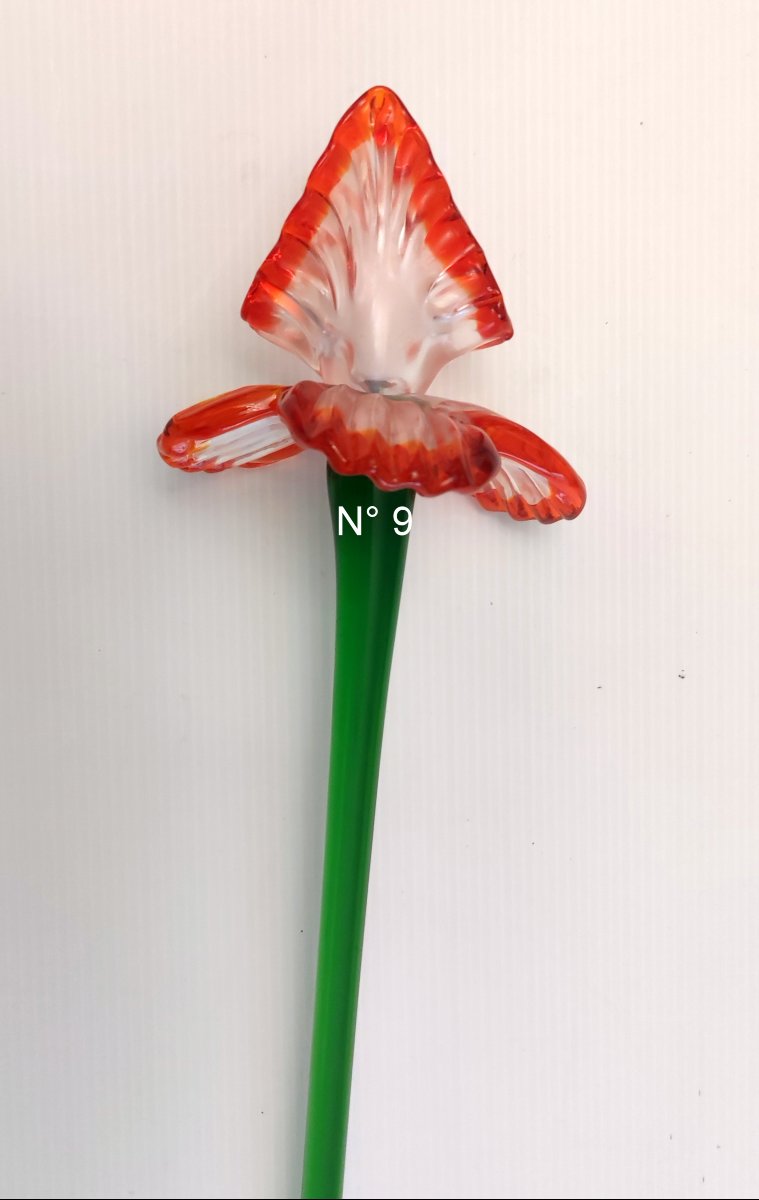 2 FLEURS AU CHOIX  AVEC TIGE VERRE SOUFFLE MURANO 1980-photo-4
