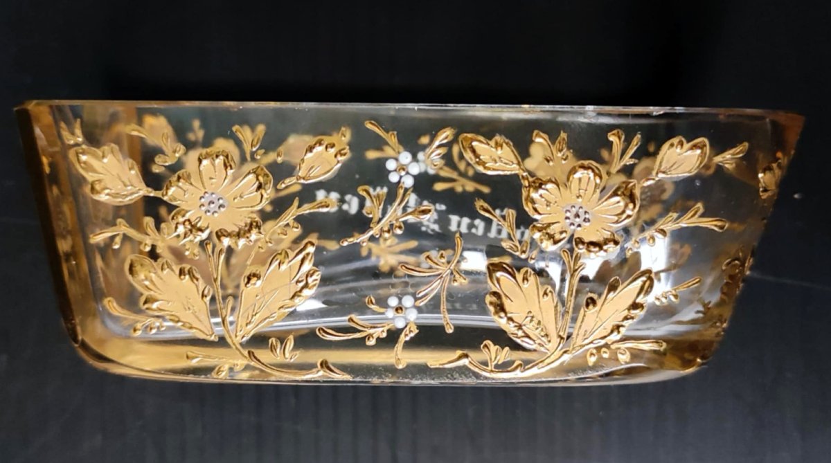 REPOSE-CIGARES CRISTAL DECOR FLORAL EMAILLE DORE  BADEN BADEN ART NOUVEAU-photo-4