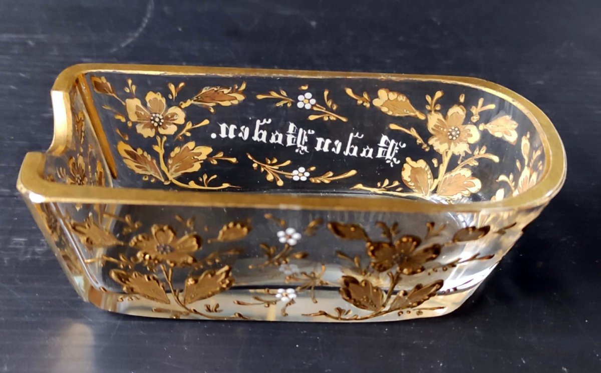 REPOSE-CIGARES CRISTAL DECOR FLORAL EMAILLE DORE  BADEN BADEN ART NOUVEAU-photo-1