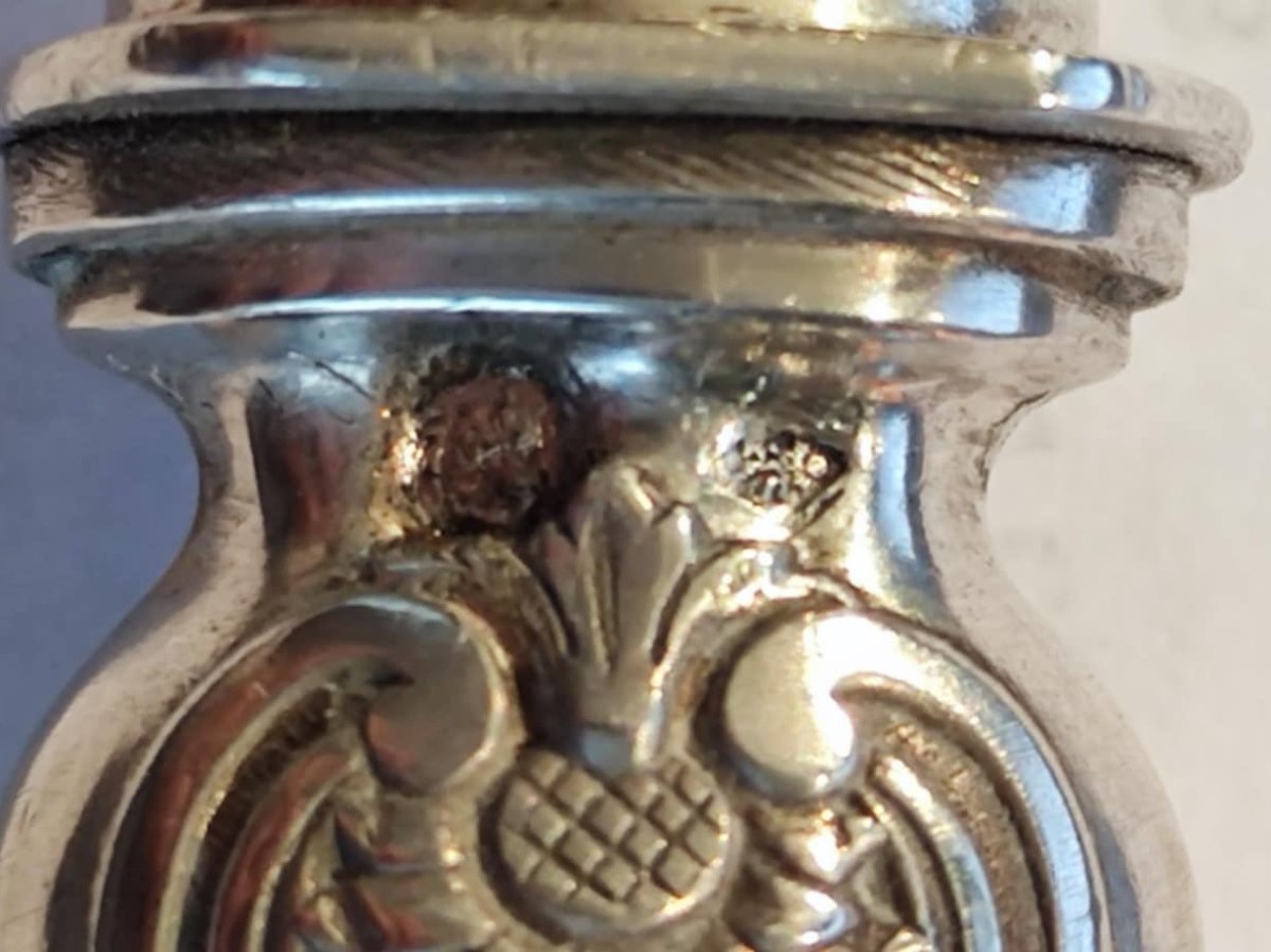 2 COUVERT A POISSON ARGENT CISELE POINCON MINERVE HS SOUFFLOT HENRI XIXé MONOGRAMME BB-photo-4