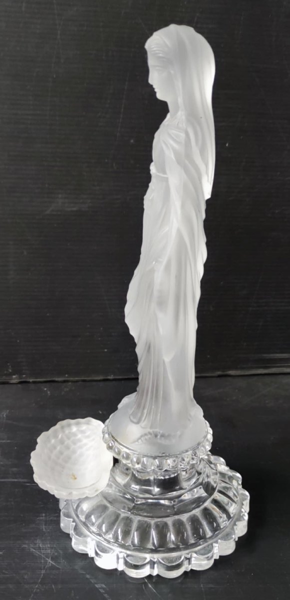 BENITIER VIERGE CRISTAL DEPOLI BACCARAT ANCIEN HAUT 26 CM-photo-3
