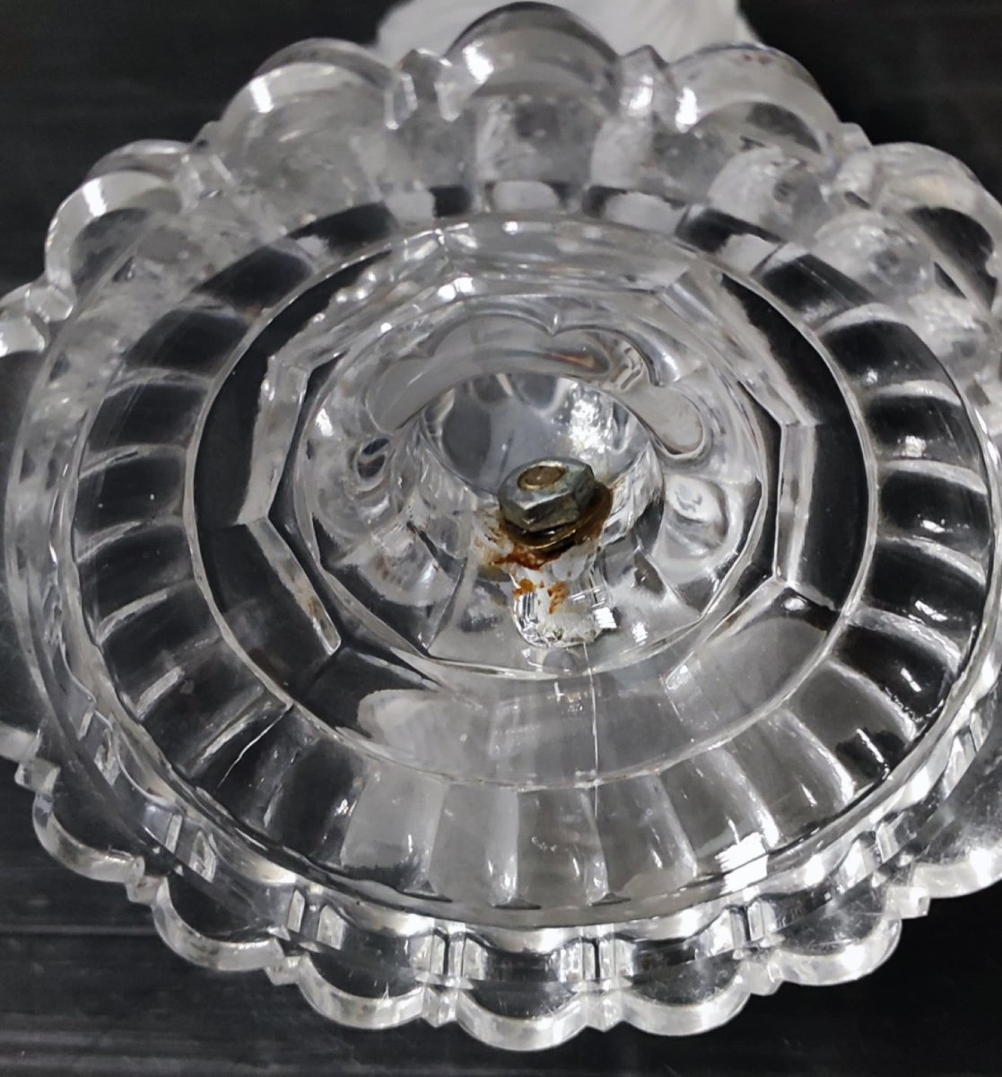 BENITIER VIERGE CRISTAL DEPOLI BACCARAT ANCIEN HAUT 26 CM-photo-3