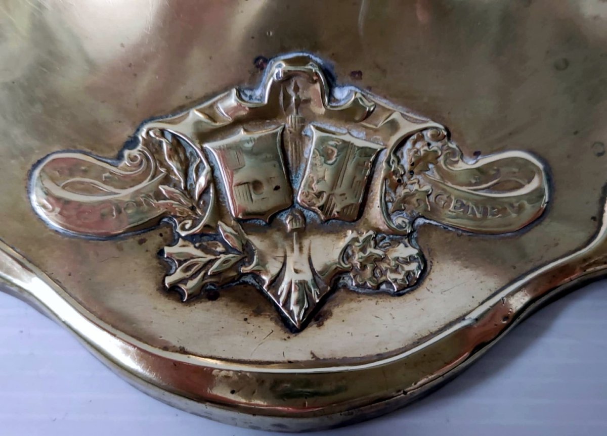 ENCRIER LAITON ARMOIRERIE DE GENEVE ECOLE OU ENTREPRISE ART DECO-photo-2