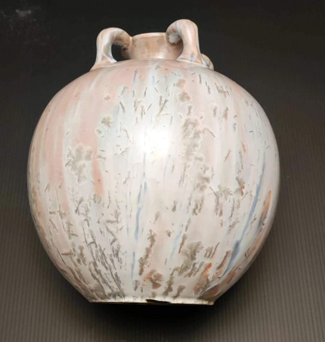 VASE BOULE GOURDE GRES FLAMME SIGNE EN CREUX KG LUNEVILLE ART NOUVEAU 1890-photo-3