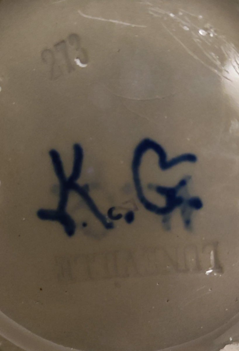 VASE BOULE GOURDE GRES FLAMME SIGNE EN CREUX KG LUNEVILLE ART NOUVEAU 1890-photo-7