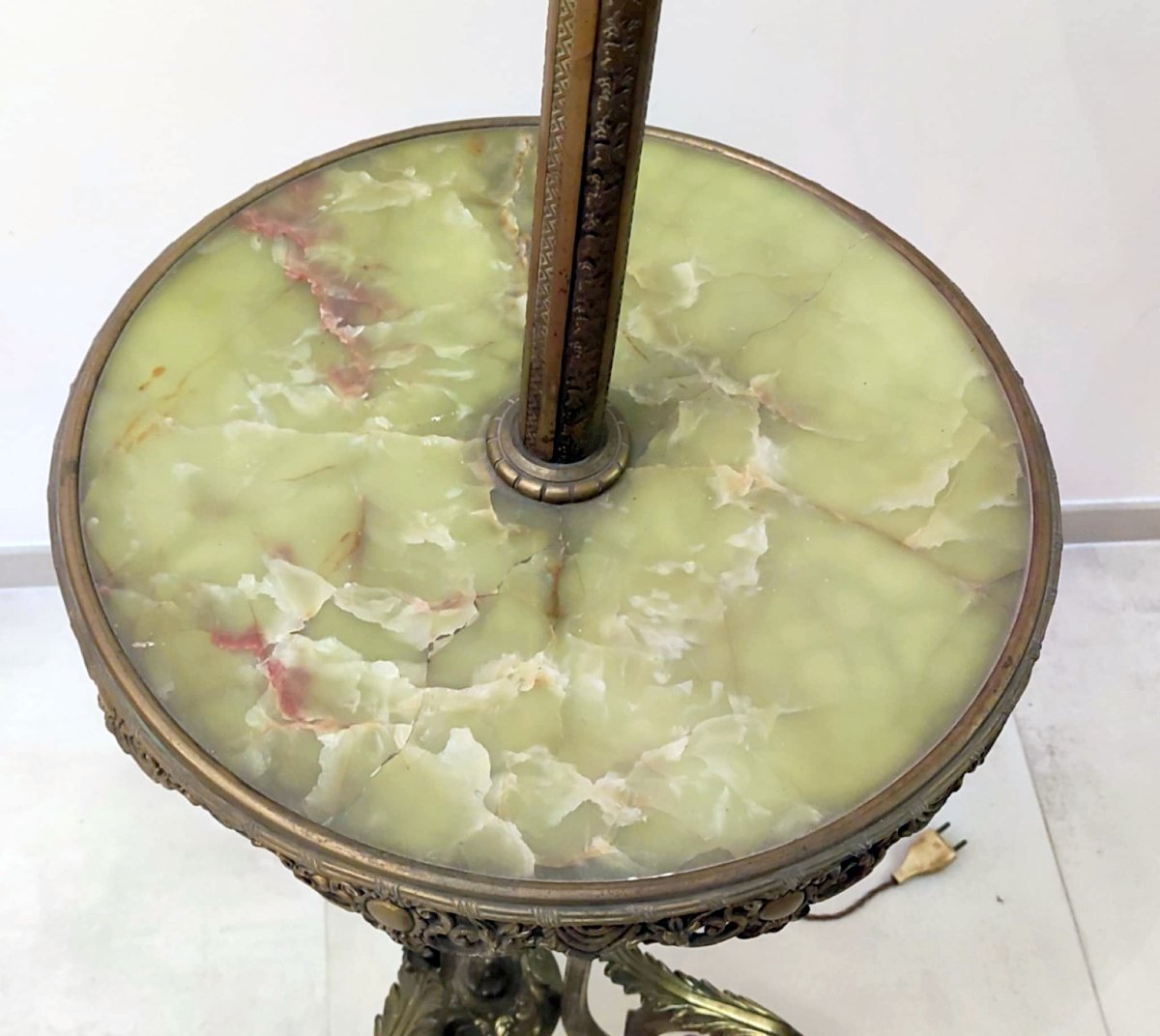 Smoker's Table Floor Lamp With Claws, Bronze And Onyx, 19th Century, Napoleon III Period  -photo-4