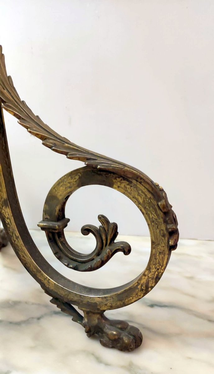 Smoker's Table Floor Lamp With Claws, Bronze And Onyx, 19th Century, Napoleon III Period  -photo-1