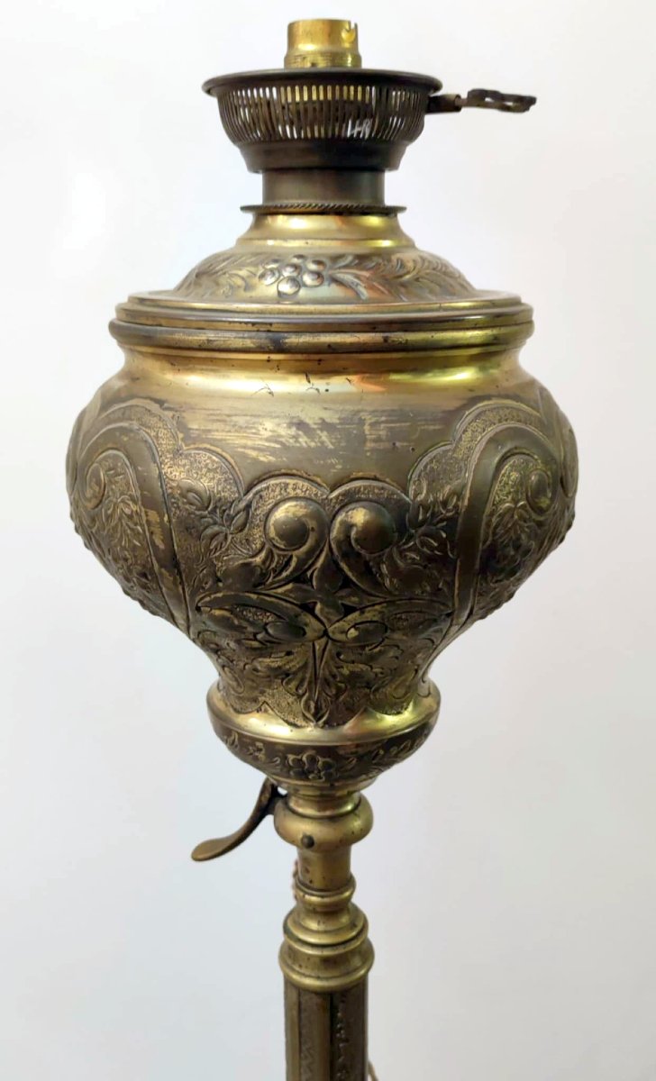 Smoker's Table Floor Lamp With Claws, Bronze And Onyx, 19th Century, Napoleon III Period  -photo-4