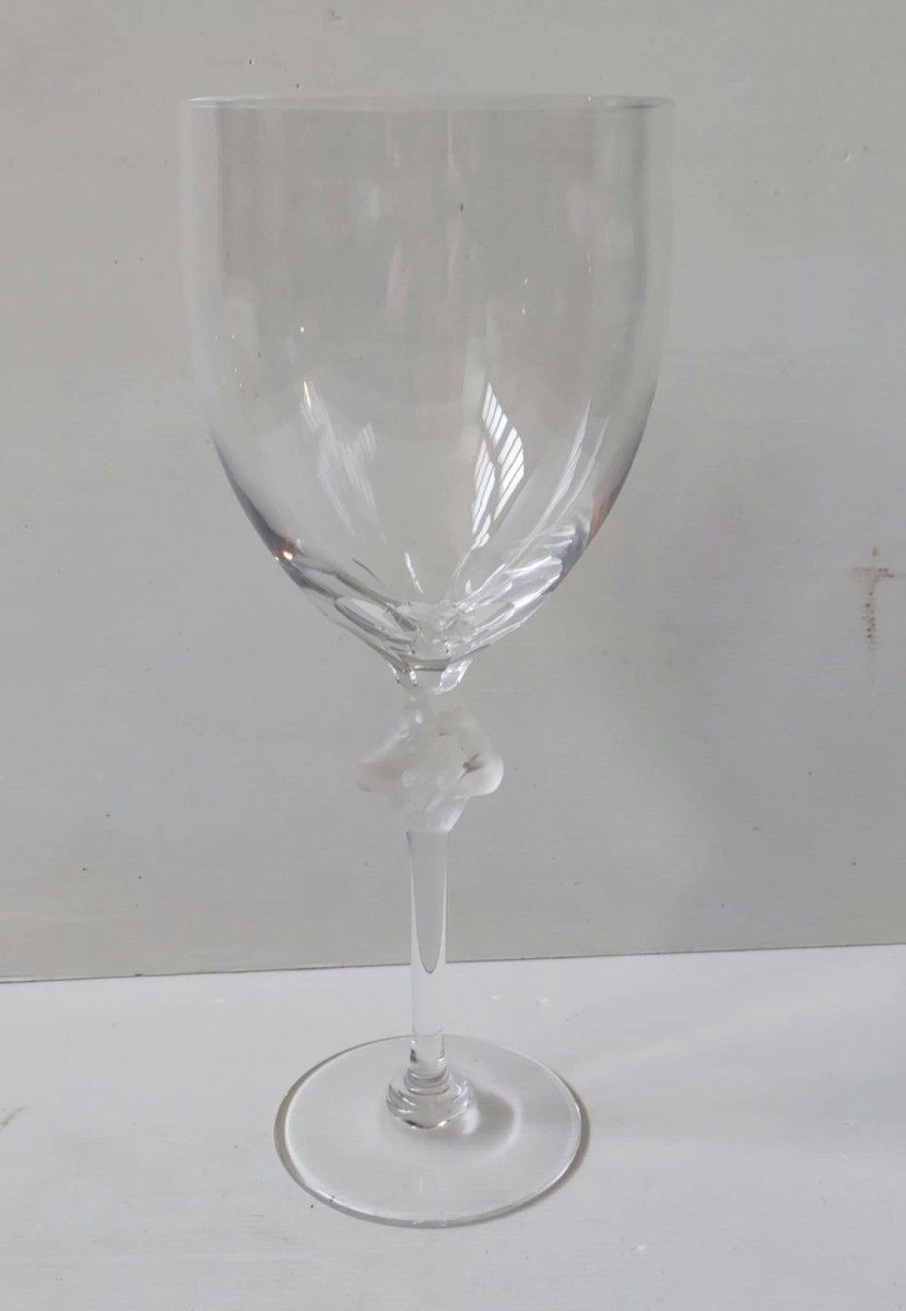 Lalique Large Crystal Vase France Intertwined Woman Model Roxane-photo-2