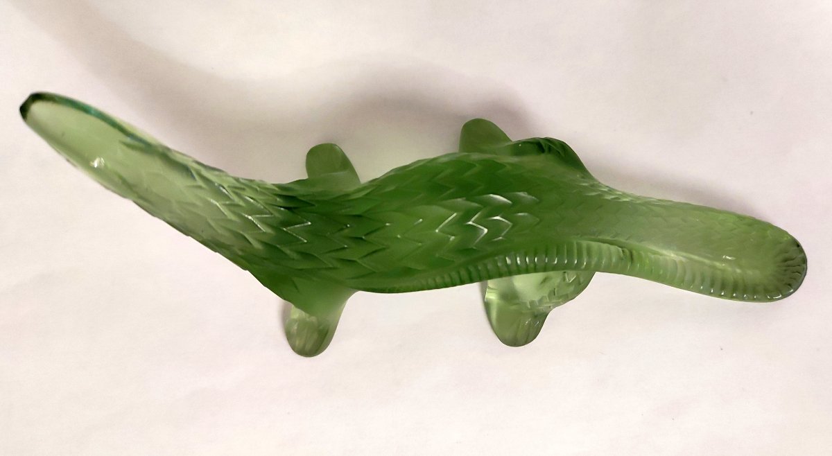 Lalique Dinosaur Statuette Frosted Opalescent Green Crystal-photo-3