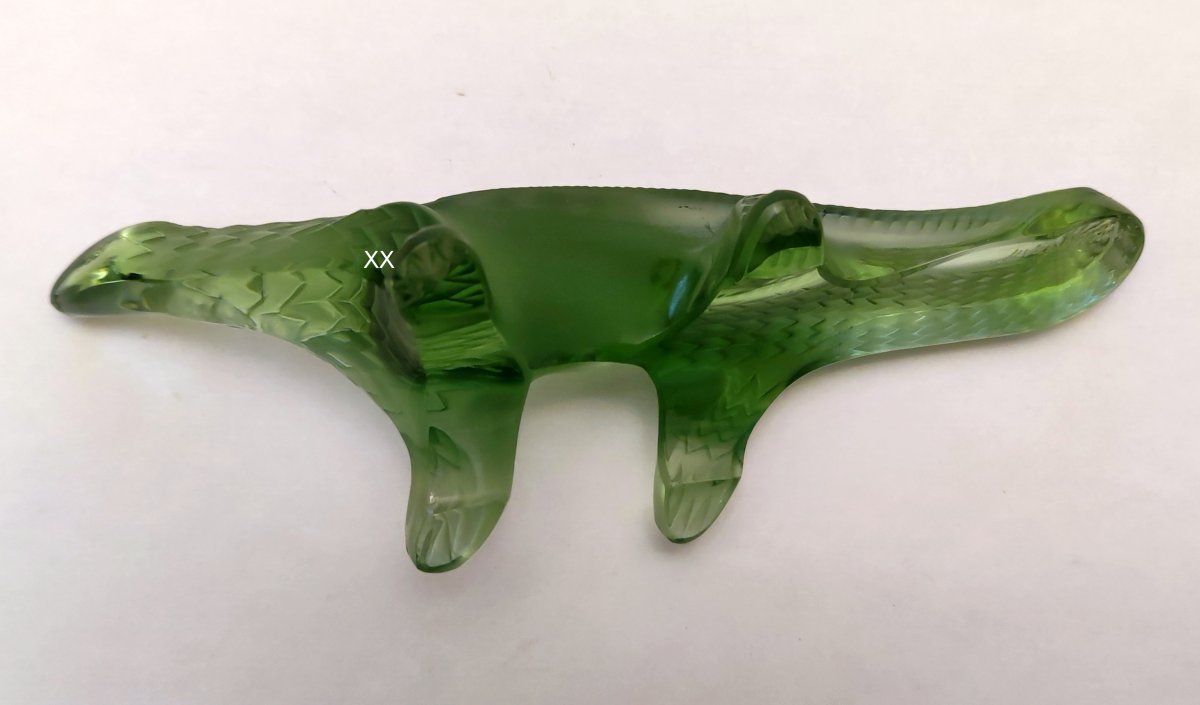 Lalique Dinosaur Statuette Frosted Opalescent Green Crystal-photo-4