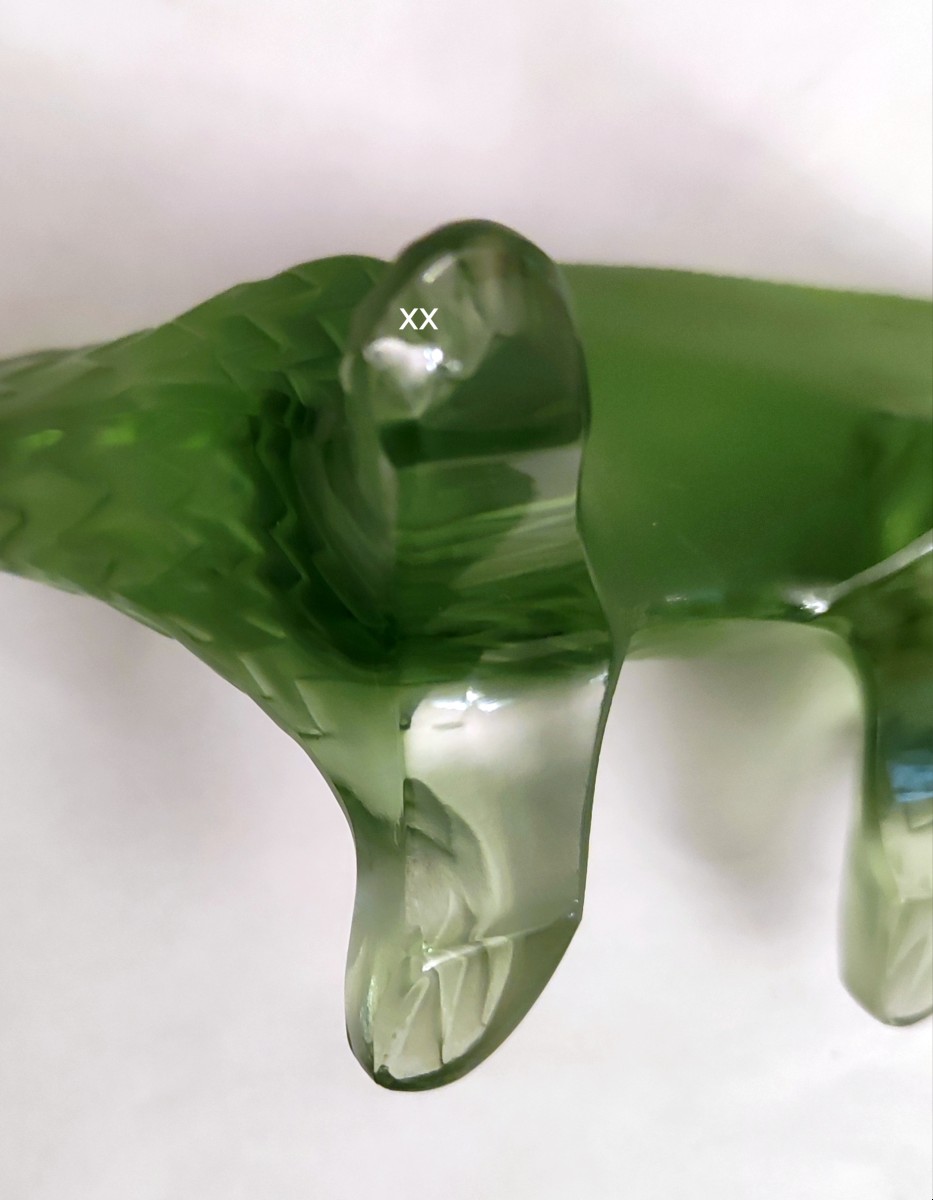 LALIQUE STATUETTE DINOSAURE CRISTAL GIVRE OPALESCENT VERT-photo-2