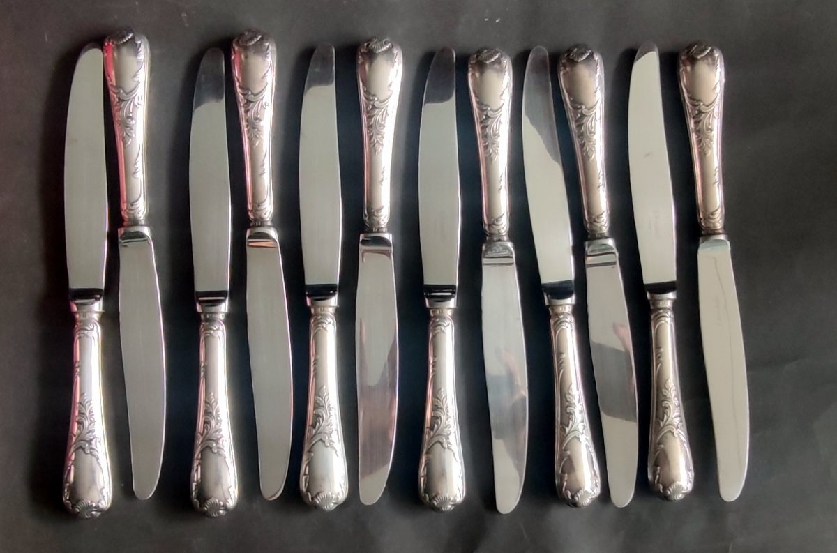 MENAGERE 49 PIECES PLAQUE ARGENT CHRISTOPHE ORFEVRE OC MODELE MARLY XXème-photo-1